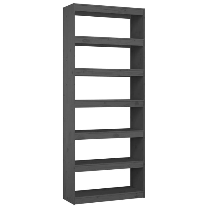 Bookcase/room divider gray 80x30x199.5 cm solid pine wood