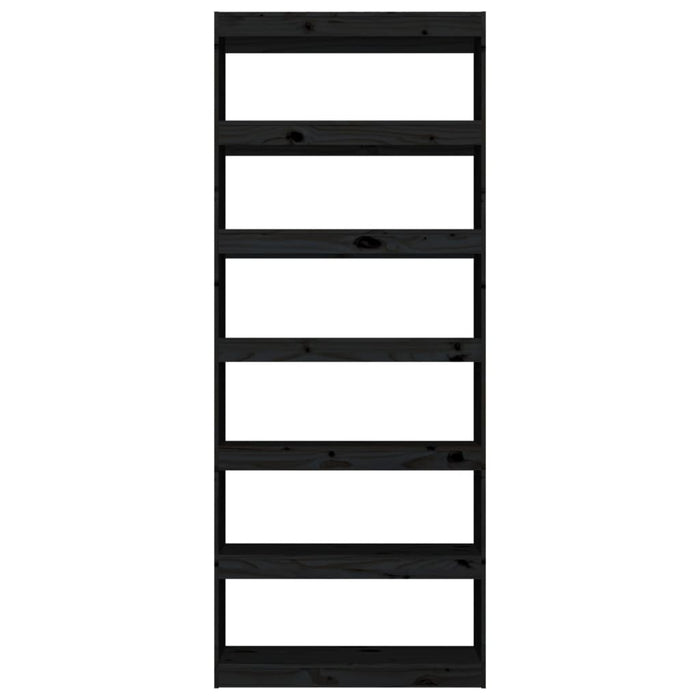 Bücherregal/Raumteiler Schwarz 80x30x199,5 cm Massivholz Kiefer