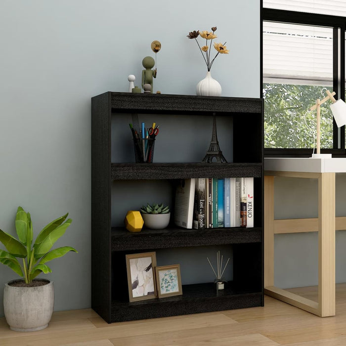 Bookcase/room divider black 100x30x103 cm solid pine wood