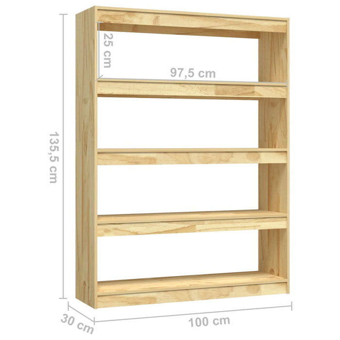 Bookcase/room divider 100x30x135.5cm solid pine wood