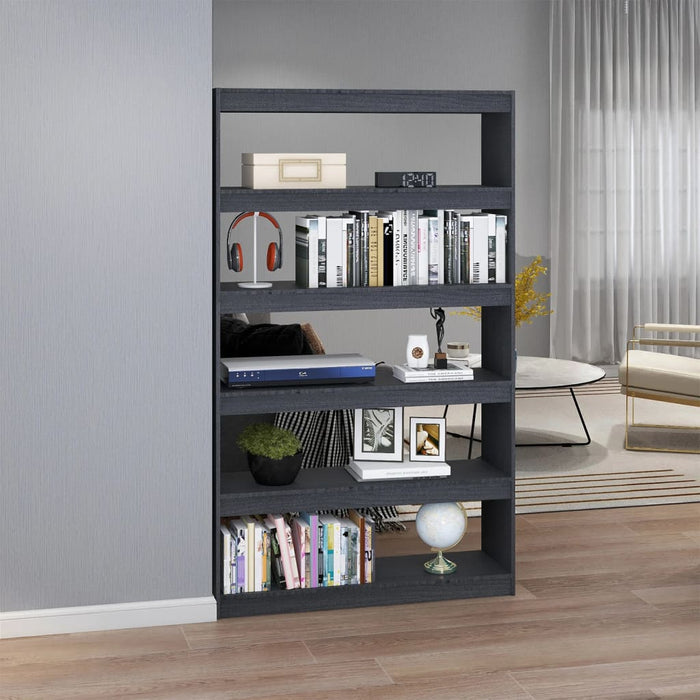 Bookcase/room divider gray 100x30x167.5 cm solid pine wood