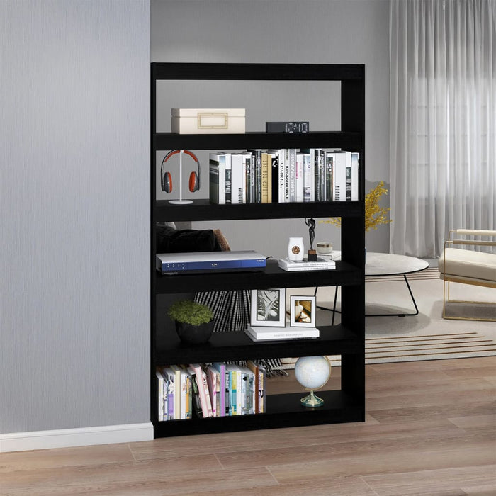 Bookcase/room divider black 100x30x167.5cm solid pine wood