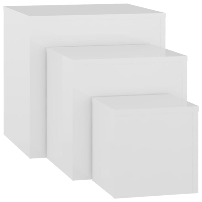 Side tables 3 pcs. High-gloss white wood material