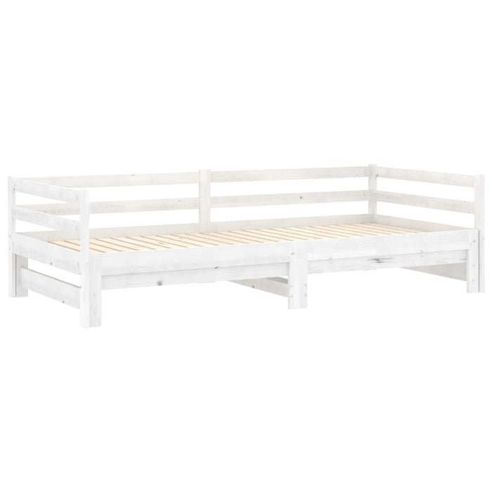 Tagesbett Ausziehbar Weiß Kiefer Massivholz 2x(90x200) cm