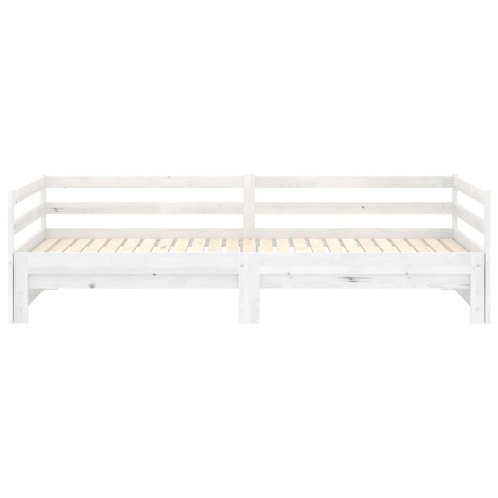 Tagesbett Ausziehbar Weiß Kiefer Massivholz 2x(90x200) cm