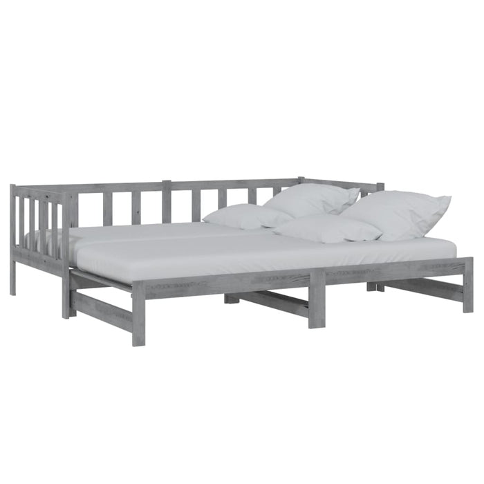 Tagesbett Ausziehbar Grau Kiefer Massivholz 2x(90x200) cm