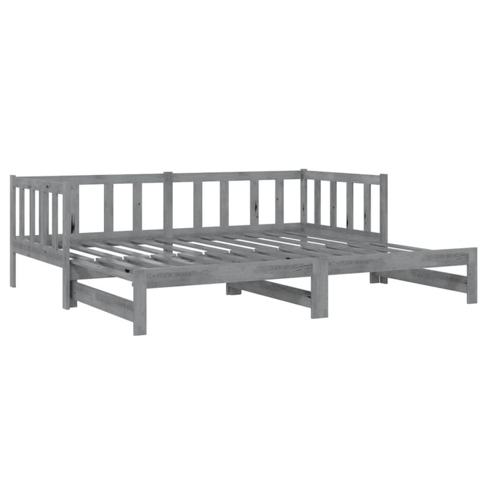 Tagesbett Ausziehbar Grau Kiefer Massivholz 2x(90x200) cm