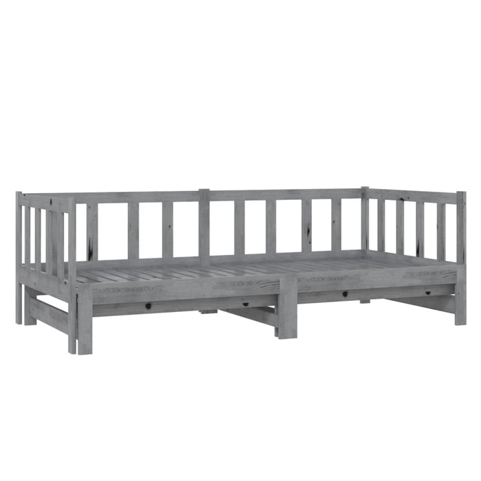 Tagesbett Ausziehbar Grau Kiefer Massivholz 2x(90x200) cm