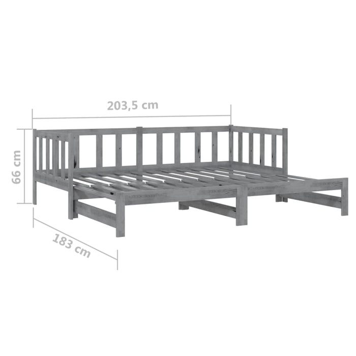 Tagesbett Ausziehbar Grau Kiefer Massivholz 2x(90x200) cm