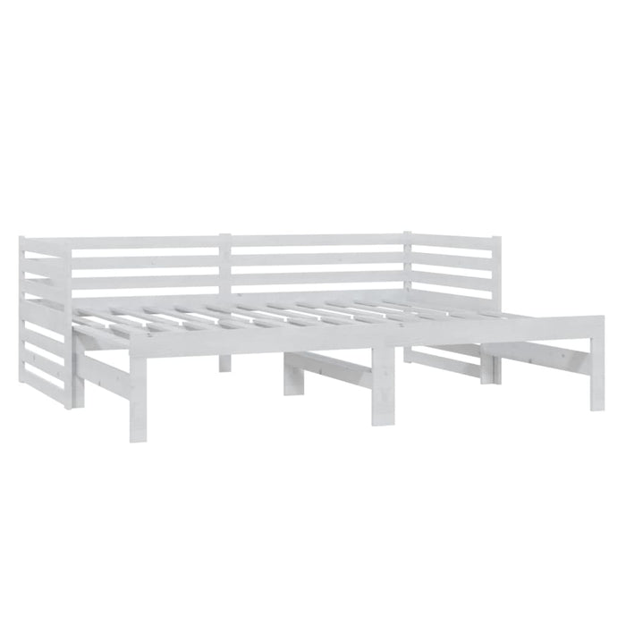 Tagesbett Ausziehbar Weiß Kiefer Massivholz 2x(90x200) cm