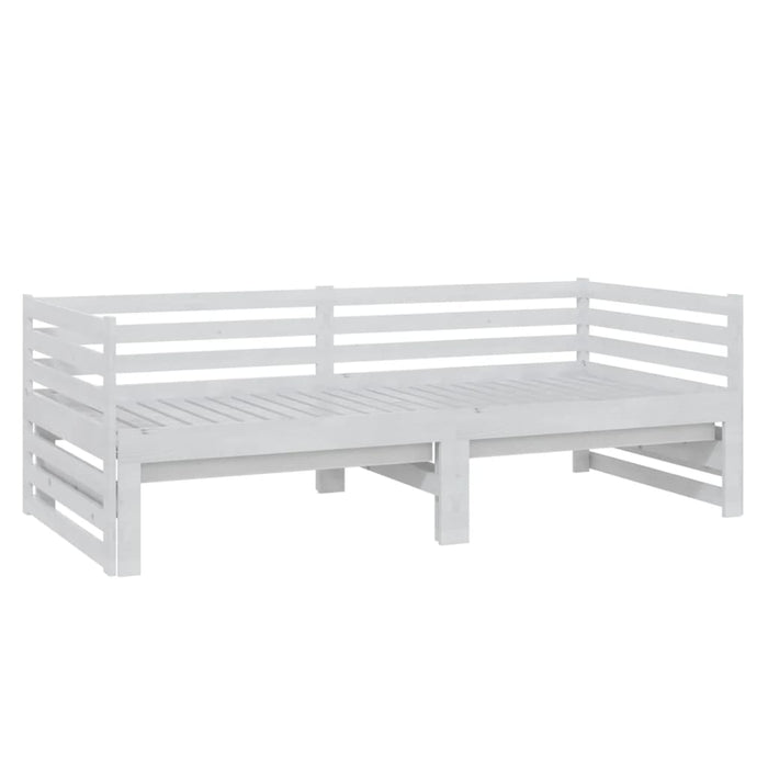 Tagesbett Ausziehbar Weiß Kiefer Massivholz 2x(90x200) cm