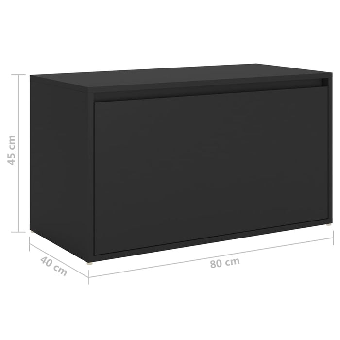 Hall bench 80x40x45 cm black wood material