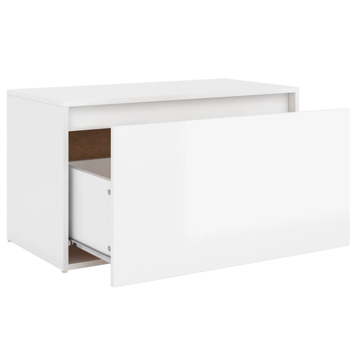 Hall bench 80x40x45 cm high-gloss white wood material