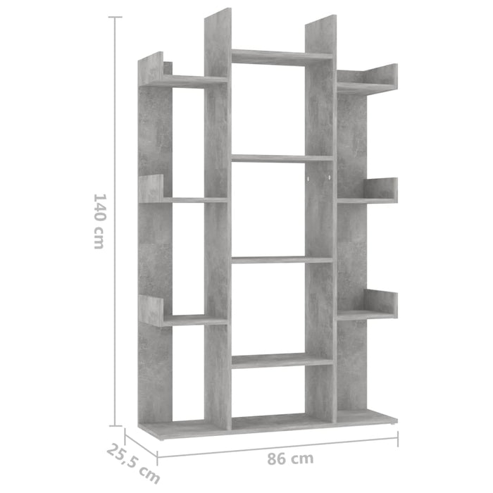 Bookcase concrete gray 86x25.5x140 cm made of wood