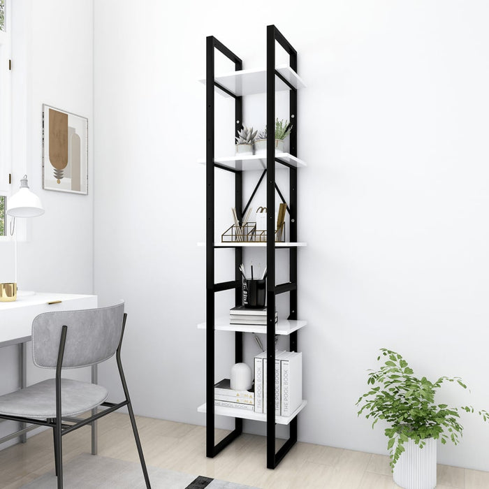 Bookcase 5 compartments white 40x30x175 cm made of wood