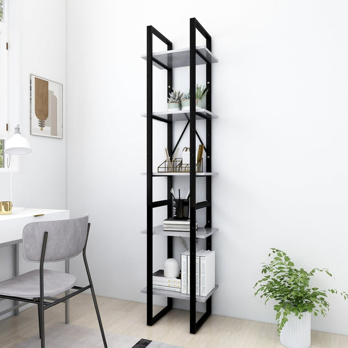 Bookcase 5 compartments concrete gray 40x30x175 cm made of wood