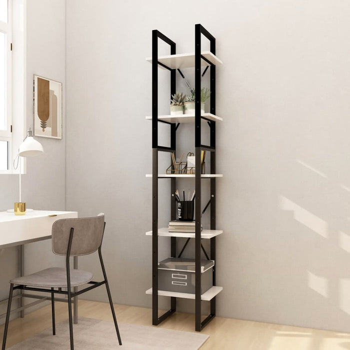Bookcase 5 compartments white 40x30x175 cm solid pine wood