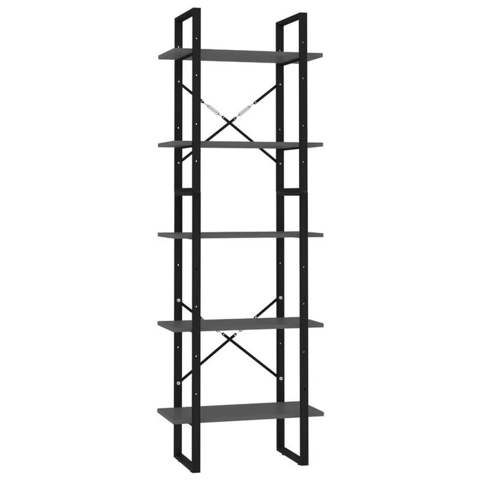 Bookcase 5 compartments gray 60x30x175 cm made of wood