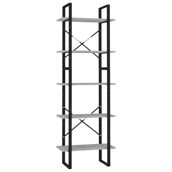 Bookcase 5 compartments concrete gray 60x30x175 cm made of wood
