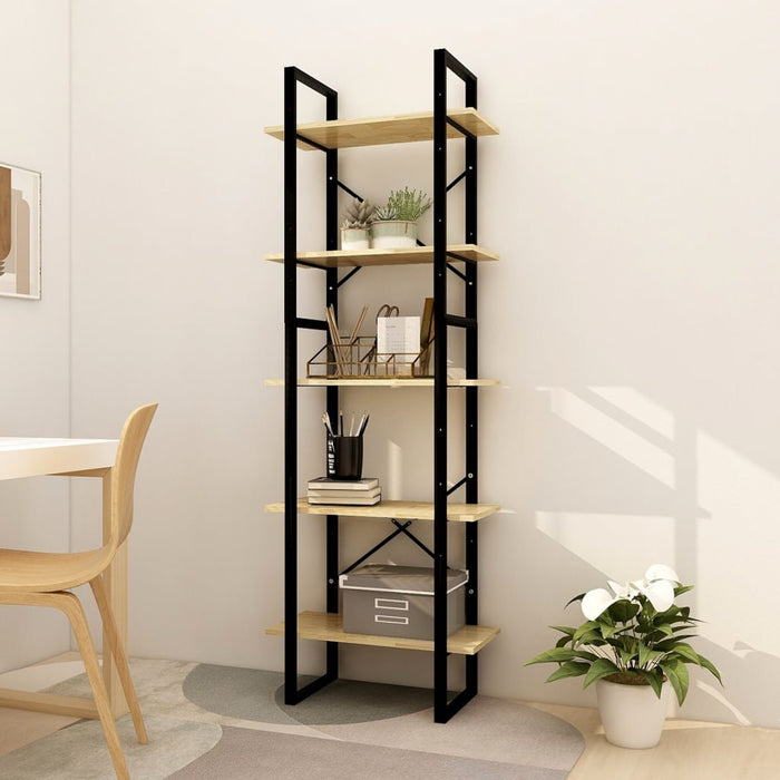 Bookcase 5 compartments 60x30x175 cm solid pine wood