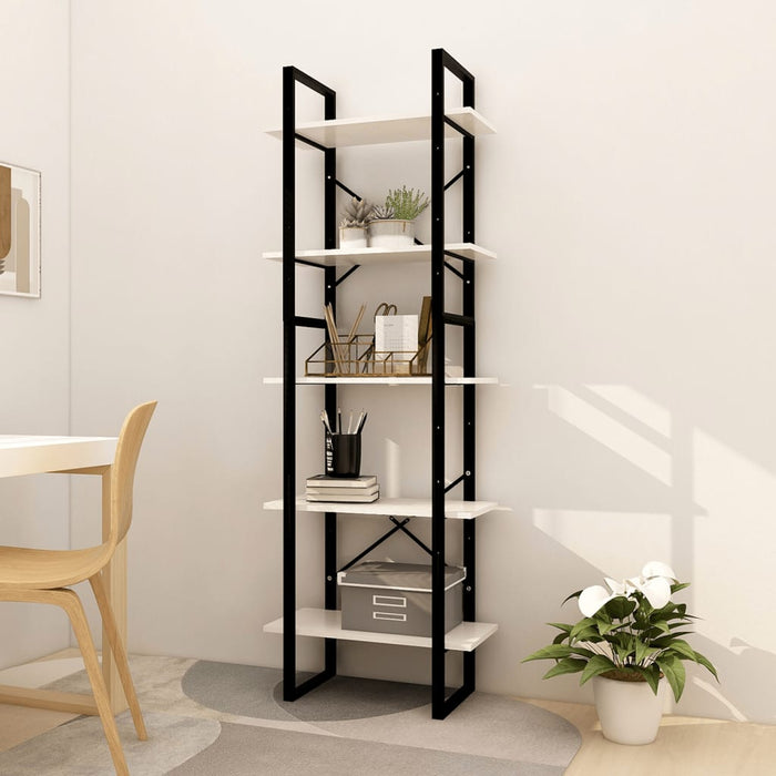Bookcase 5 compartments white 60x30x175 cm solid pine wood