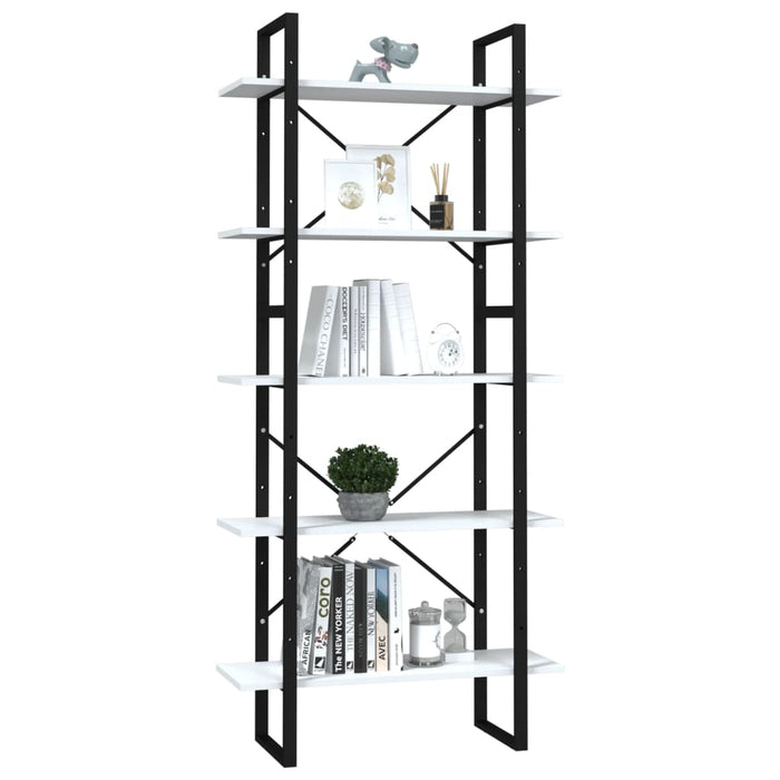 Bookcase 5 compartments white 80x30x175 cm made of wood