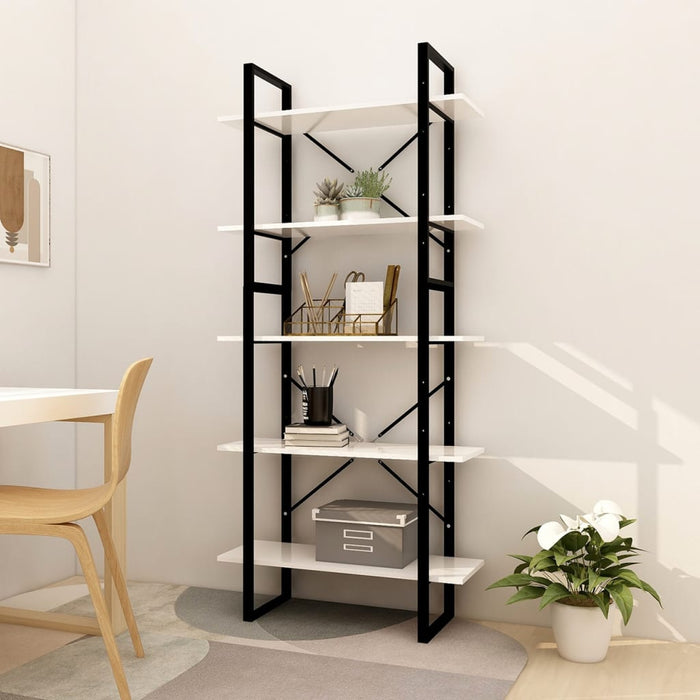 Bookcase 5 compartments white 80x30x175 cm made of wood