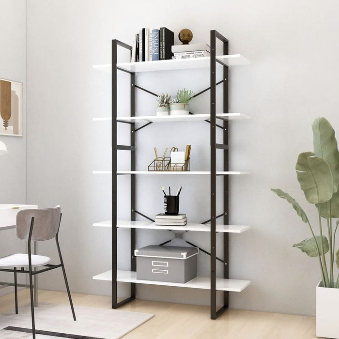 Bookcase 5 compartments white 100x30x175 cm made of wood
