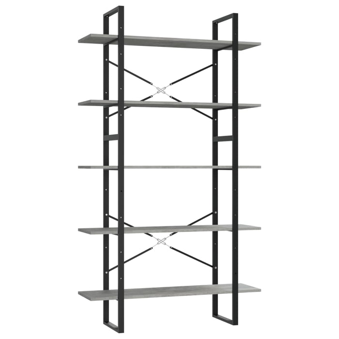 Bookcase 5 compartments concrete gray 100x30x175 cm wood material