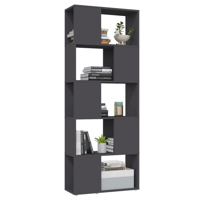 Bookcase room divider gray 60x24x155 cm made of wood