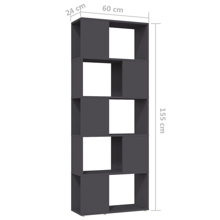 Bücherregal Raumteiler Grau 60x24x155 cm Holzwerkstoff