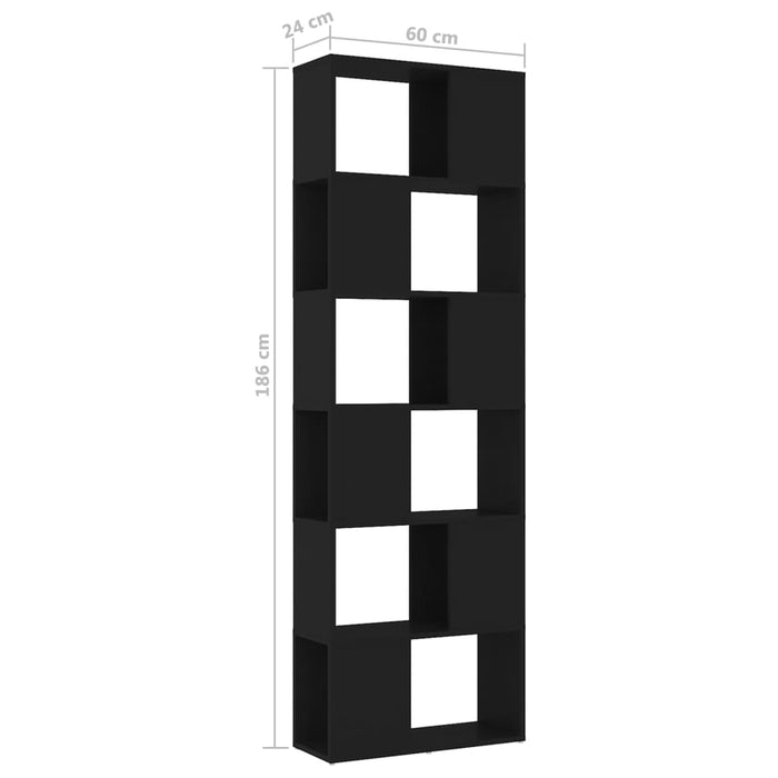 Bookcase room divider black 60x24x186 cm made of wood
