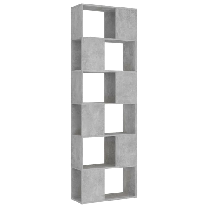 Bookcase room divider concrete gray 60x24x186 cm made of wood
