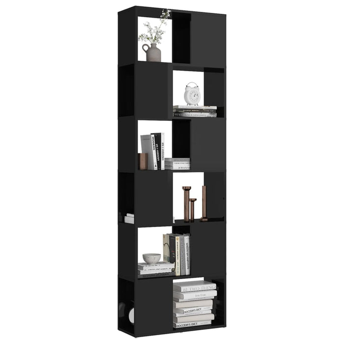 Bookcase room divider high-gloss black 60x24x186 cm