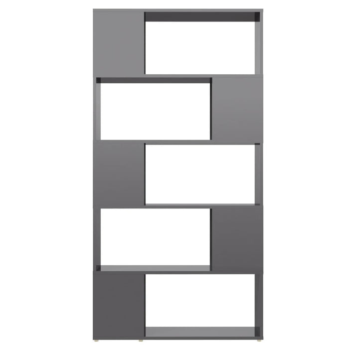 Bookcase room divider high-gloss gray 80x24x155cm wood material