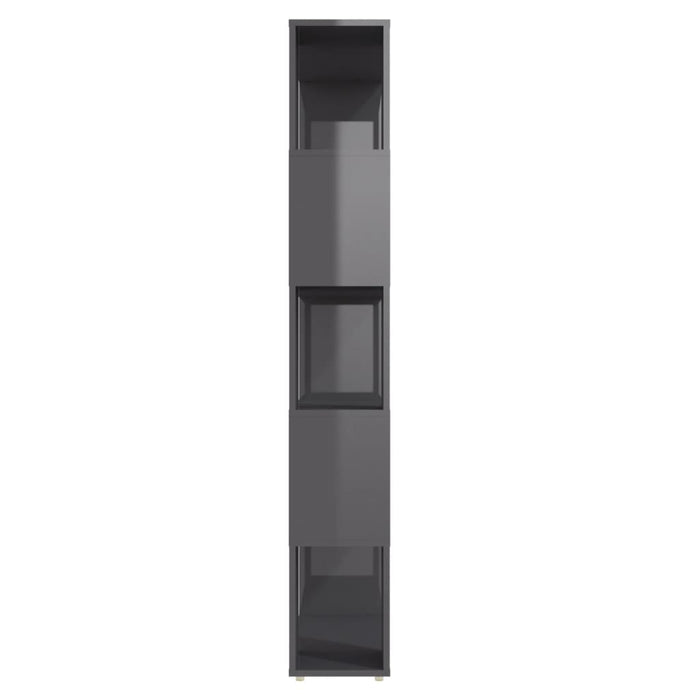 Bookcase room divider high-gloss gray 80x24x155cm wood material