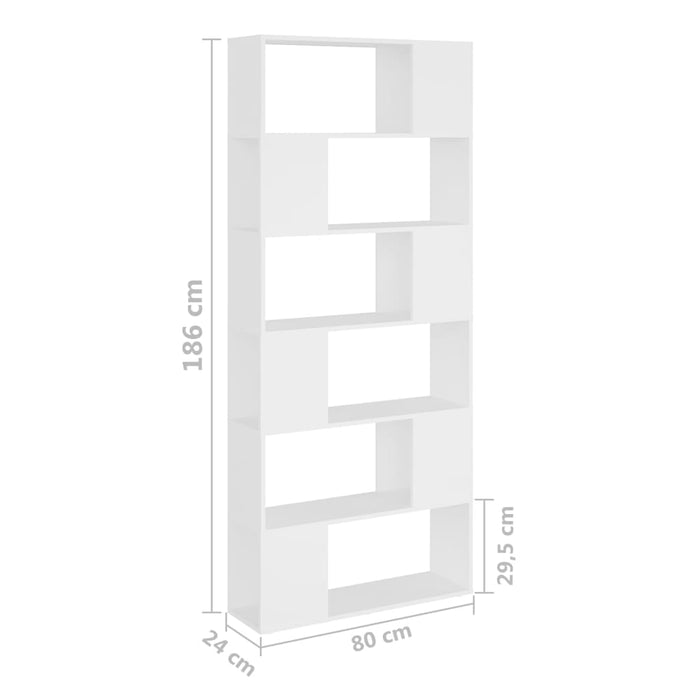 Bücherregal Raumteiler Weiß 80x24x186 cm Holzwerkstoff