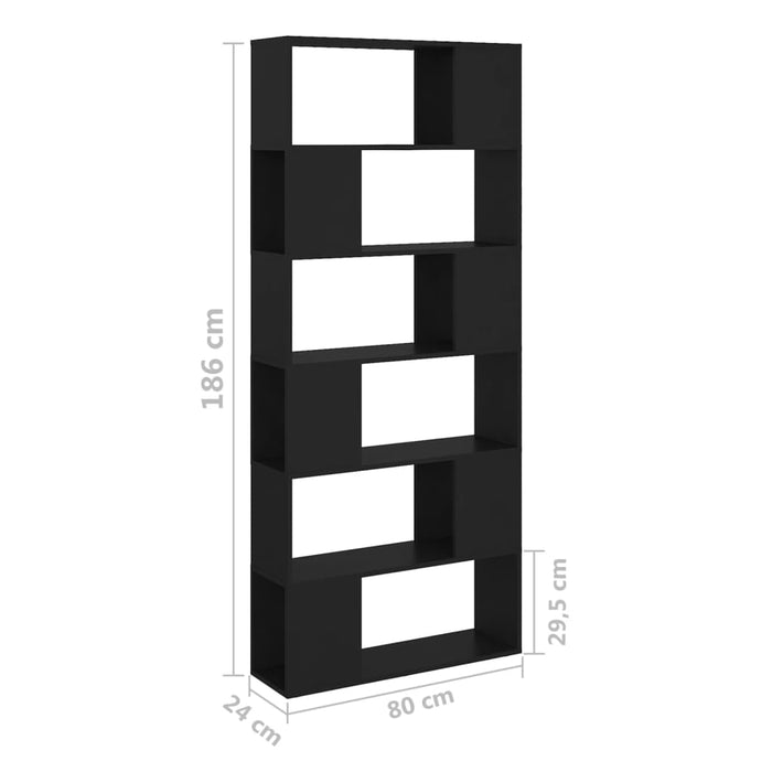 Bookcase room divider black 80x24x186 cm made of wood