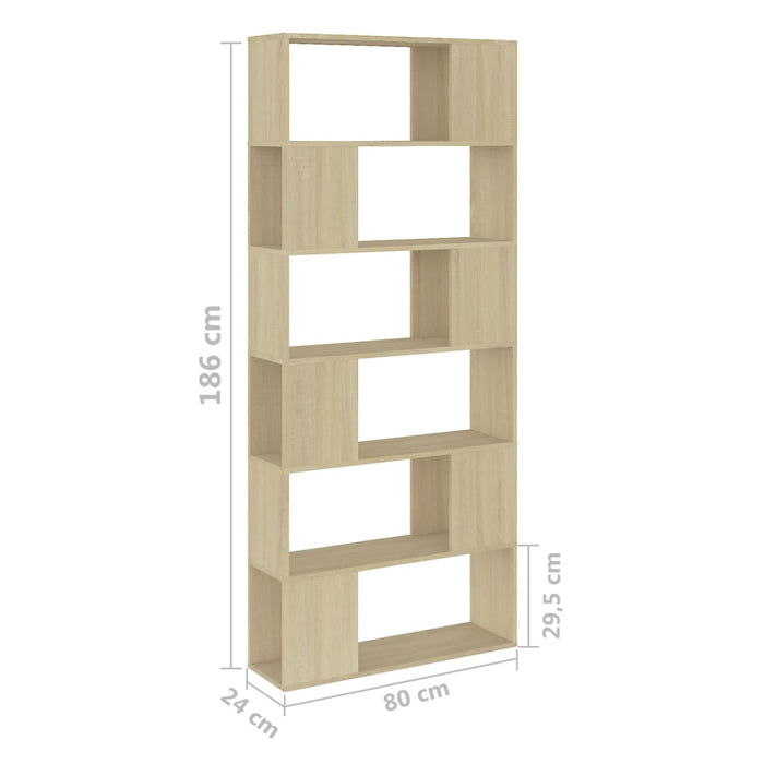 Bücherregal Raumteiler Sonoma-Eiche 80x24x186 cm Holzwerkstoff