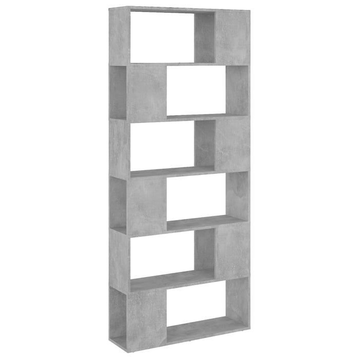 Bookcase room divider concrete gray 80x24x186 cm wood material