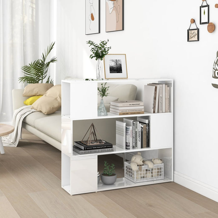 Bookcase room divider high-gloss white 100x24x94 cm