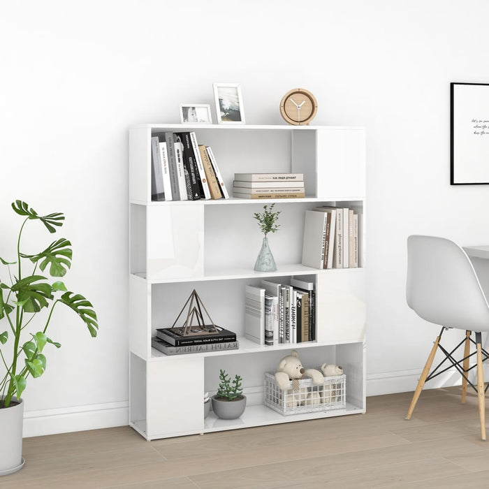 Bookcase room divider high-gloss white 100x24x124 cm