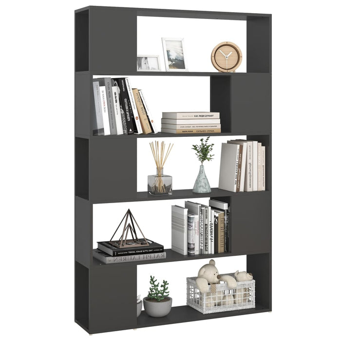 Bookcase room divider gray 100x24x155 cm made of wood