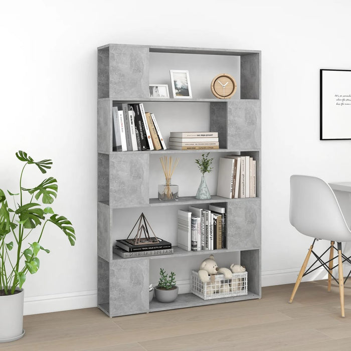Bookcase room divider concrete gray 100x24x155 cm wood material
