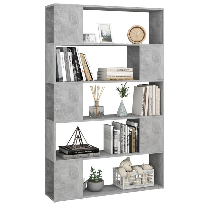 Bookcase room divider concrete gray 100x24x155 cm wood material
