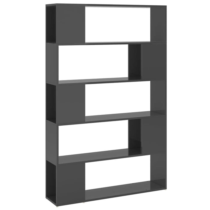 Bookcase room divider high gloss gray wood material