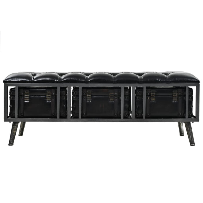 Bench with storage space 110 cm black faux leather