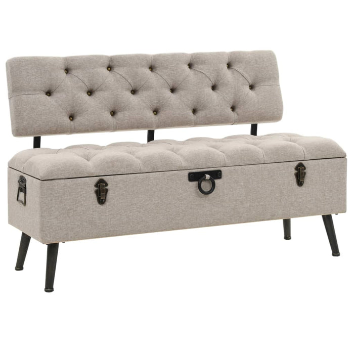 Bench with storage space and backrest 110cm cream fabric
