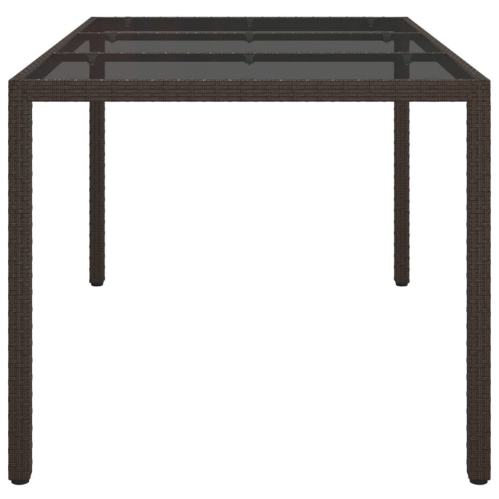 Gartentisch 150x90x75 cm Gehärtetes Glas Poly Rattan Braun