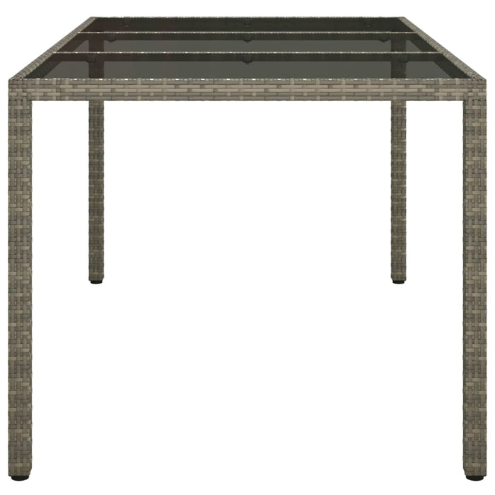 Gartentisch Hanau 150x90x75 cm Hartglas und Poly Rattan Grau